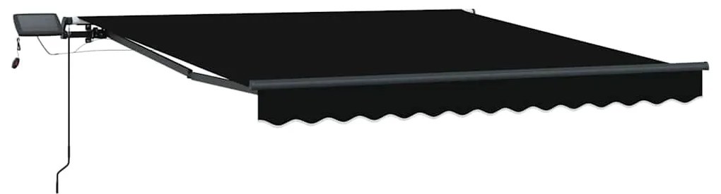 Toldo Retrátil Manual com LED Preto 350x250 cm