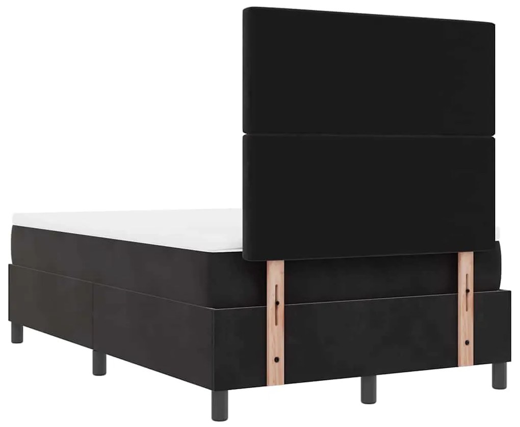 Cama Box Spring com Colchão e Banco Preto 120x200 cm Veludo