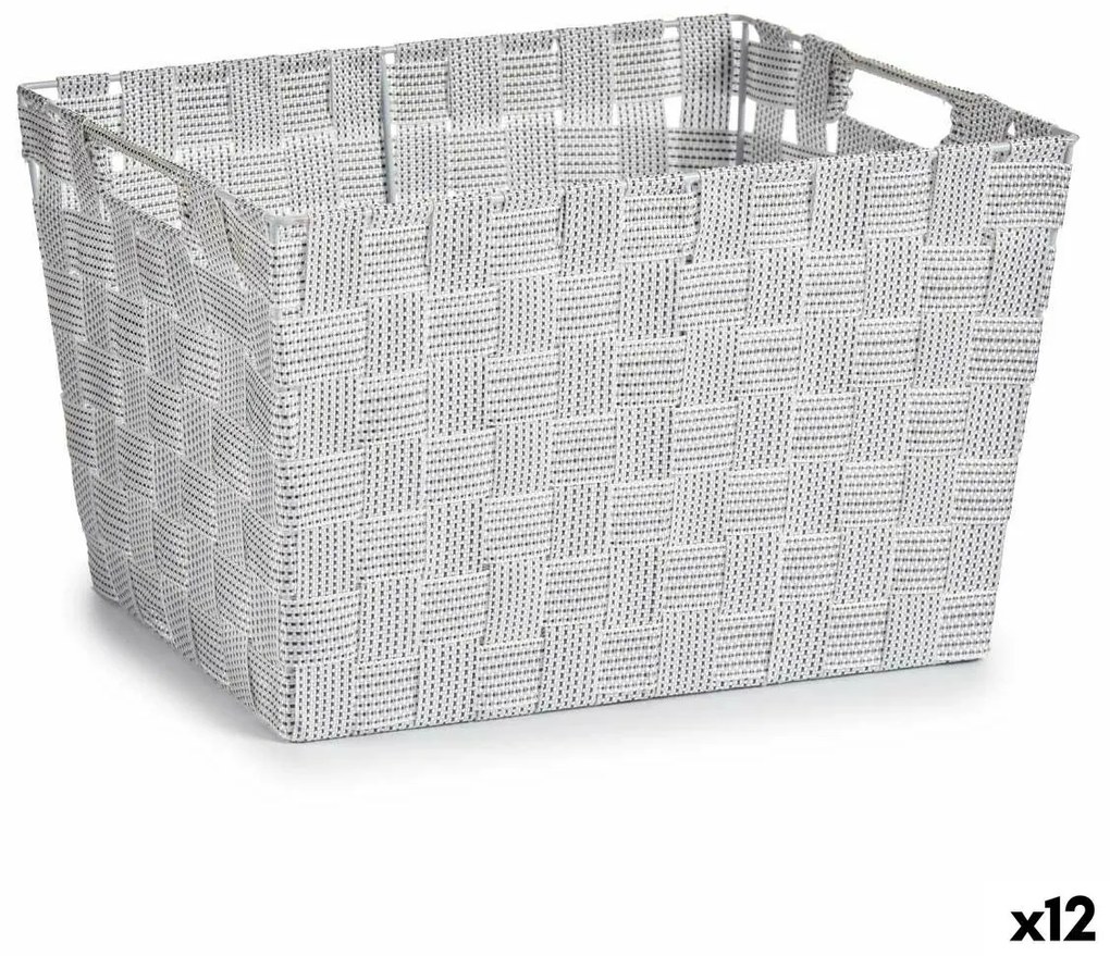 Cesto da Roupa Branco Tecido 10 L 25 x 20 x 35 cm (12 Unidades)