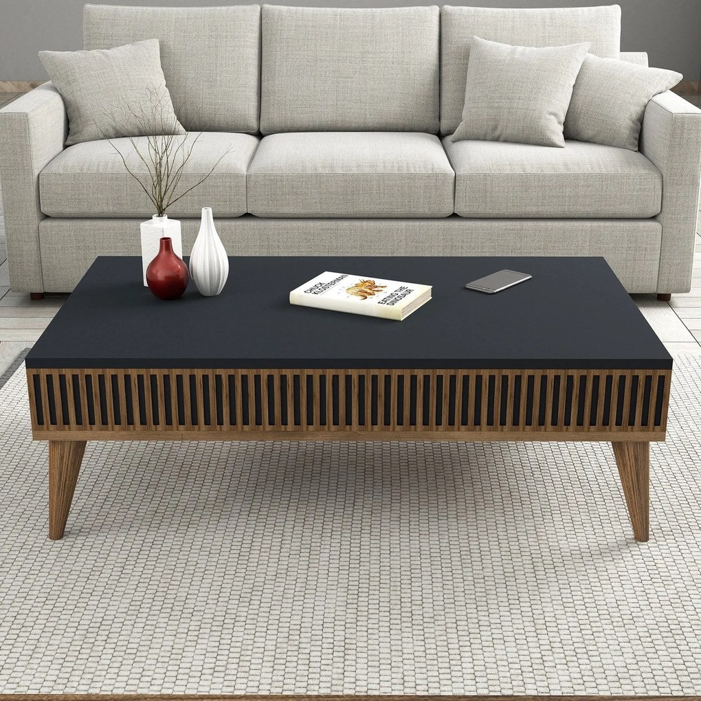 Mesa de Centro Milan – Nogueira e Antracite – 105x34,6x60 cm