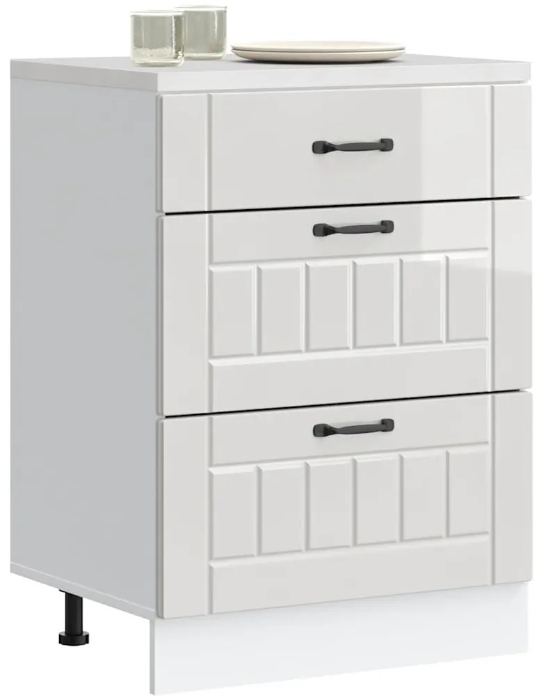vidaXL Armário de cozinha baixo Lucca deriv. madeira branco brilhante
