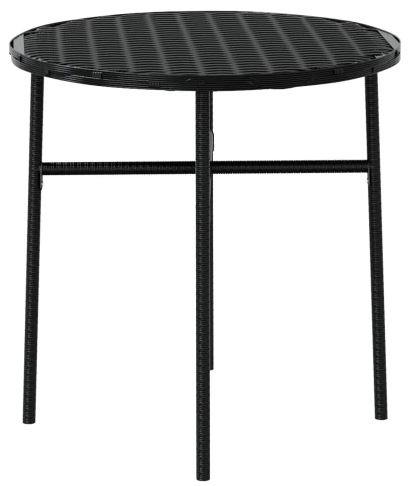 3 pcs conjunto de jantar para jardim vime PE preto