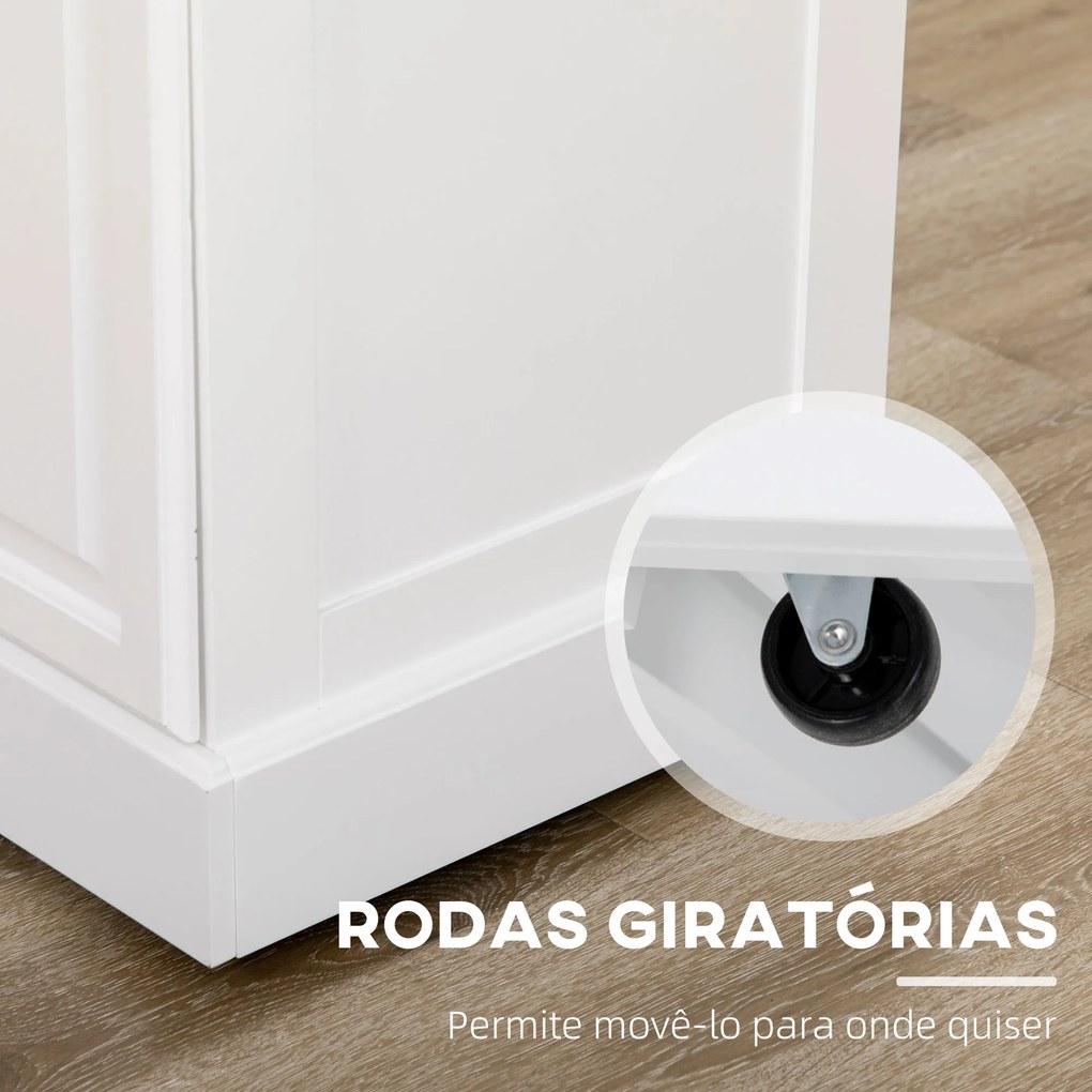 Carrinho de Cozinha Ilha de Cozinha com Rodas Móvel Multifuncional com 2 Gavetas 3 Armários Suporte para Panos e para Temperos para Sala de Jantar 110