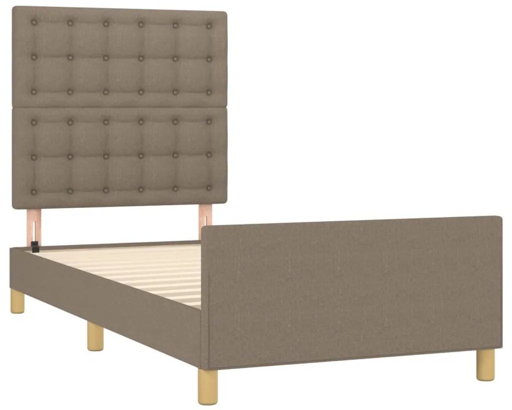 Estrutura cama cabeceira 90x190 cm tecido castanho-acinzentado