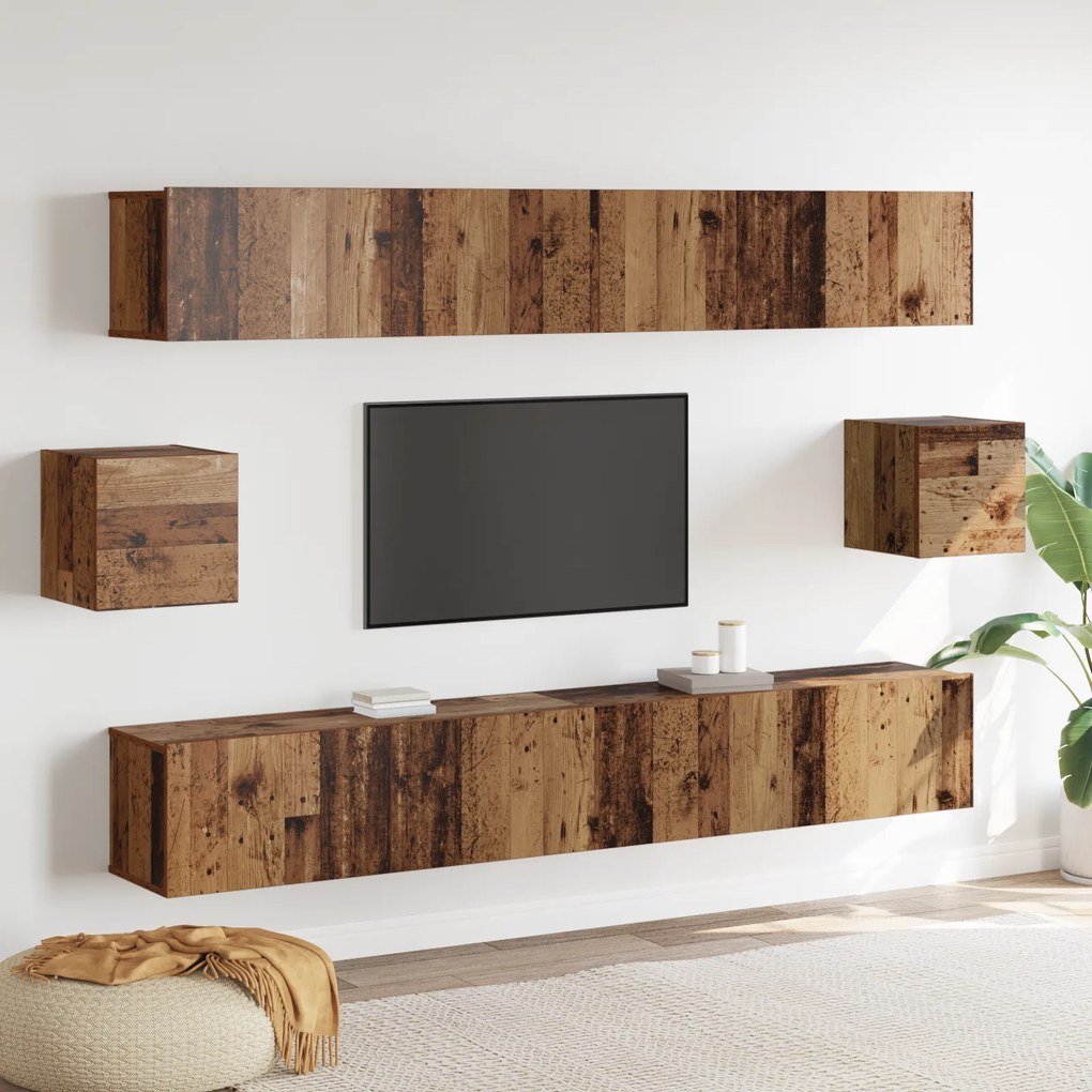 Conjunto de Armários de TV com 6 Peças Madeira Envelhecida