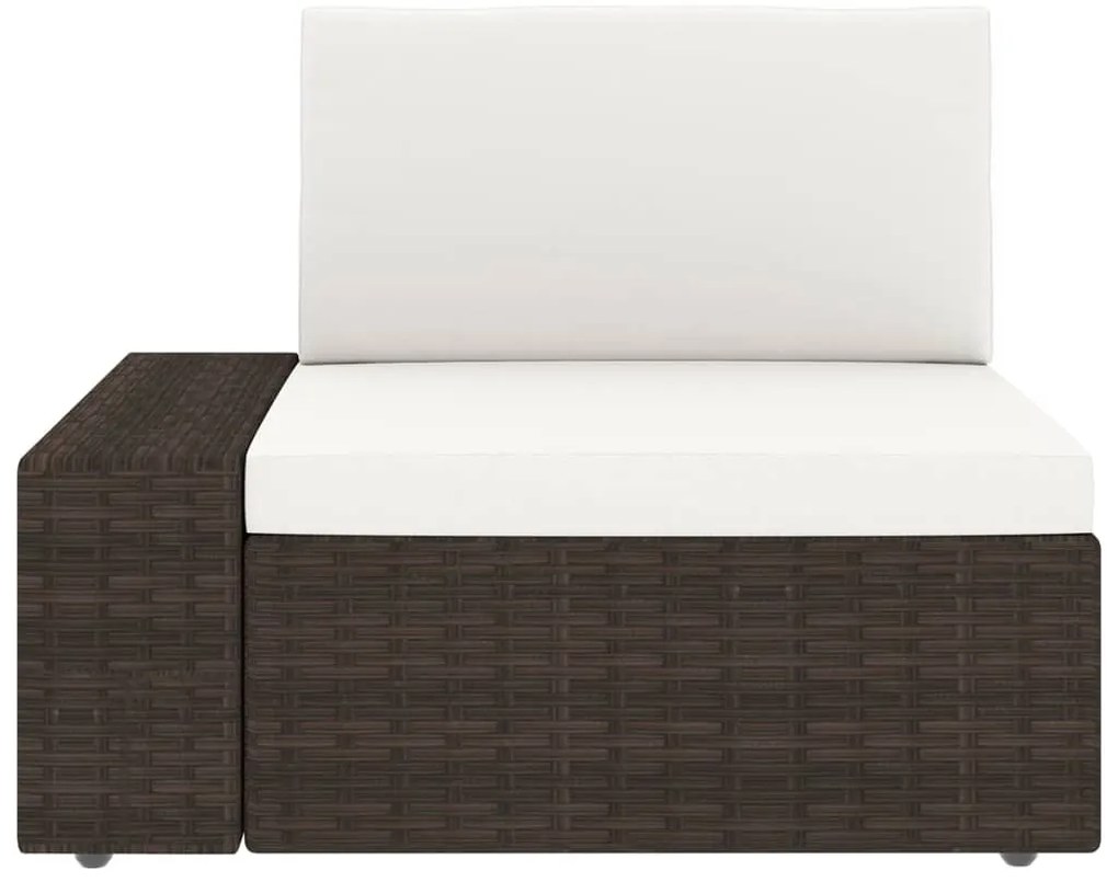9 pcs conjunto lounge p/ jardim c/ almofadões vime PE castanho