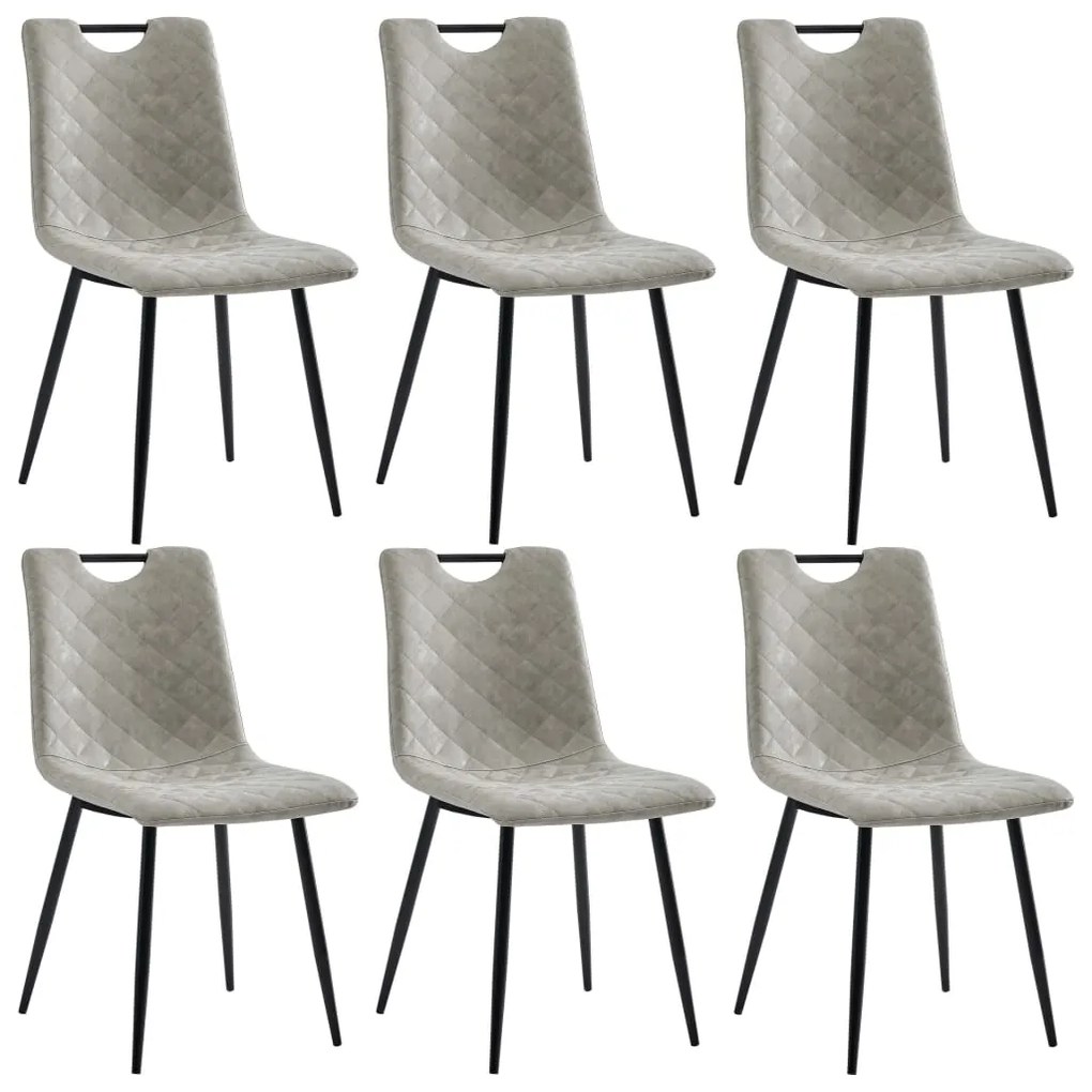 vidaXL Cadeiras de jantar 6 pcs couro artificial cinzento-claro