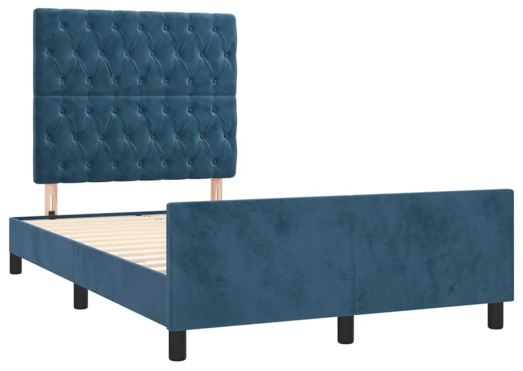 Estrutura de cama sem colchão 120x200 cm veludo azul