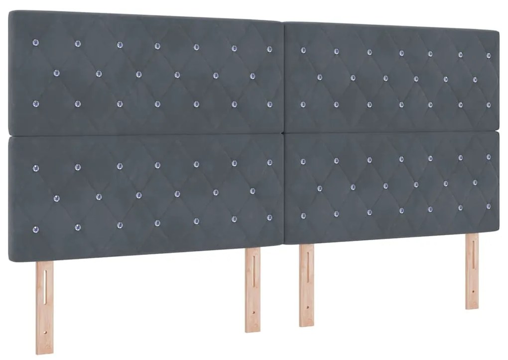 Cama Box Spring com Colchão e Banco Cinza Escuro 200x200 cm Veludo