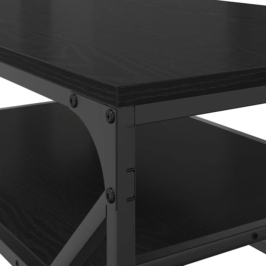 mesa de centro com prateleira Carvalho Preto 90x50x40 cm Madeira Engen