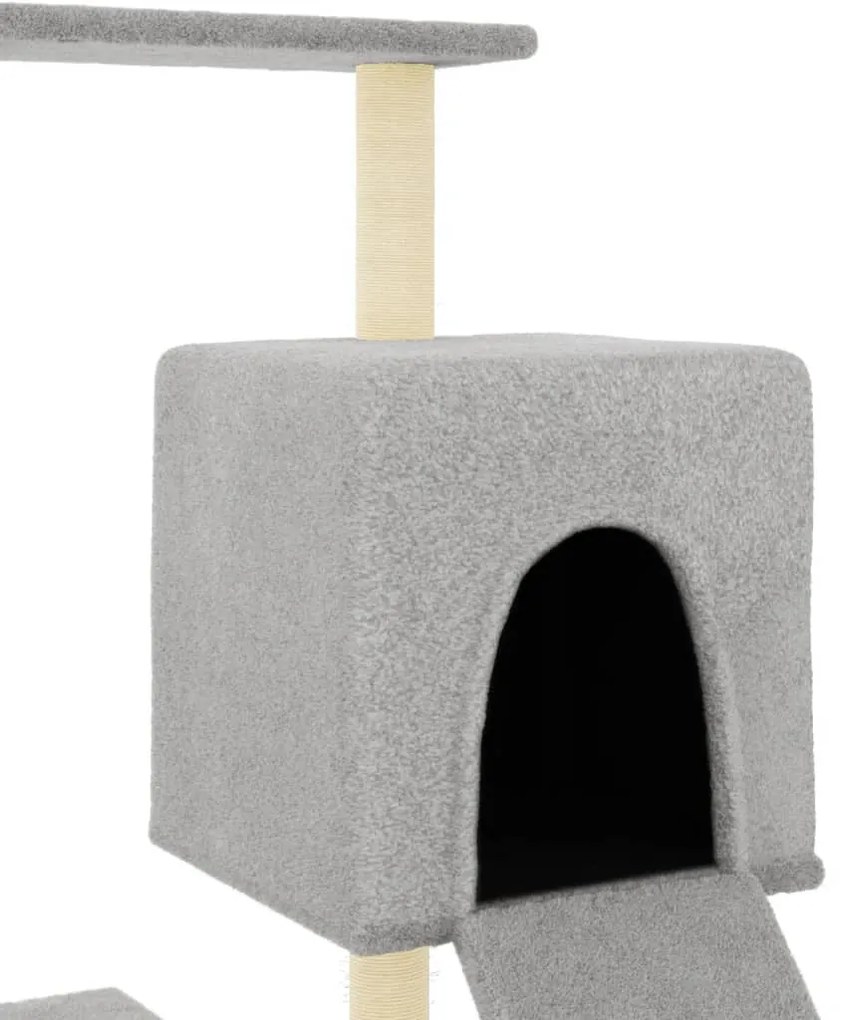 Árvore gatos c/ postes arranhadores sisal 130,5 cm cinza-claro