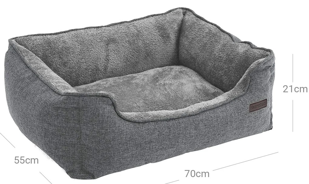 Cama para cães com cobertura amovível 70 x 55 x 21 cm cinzento