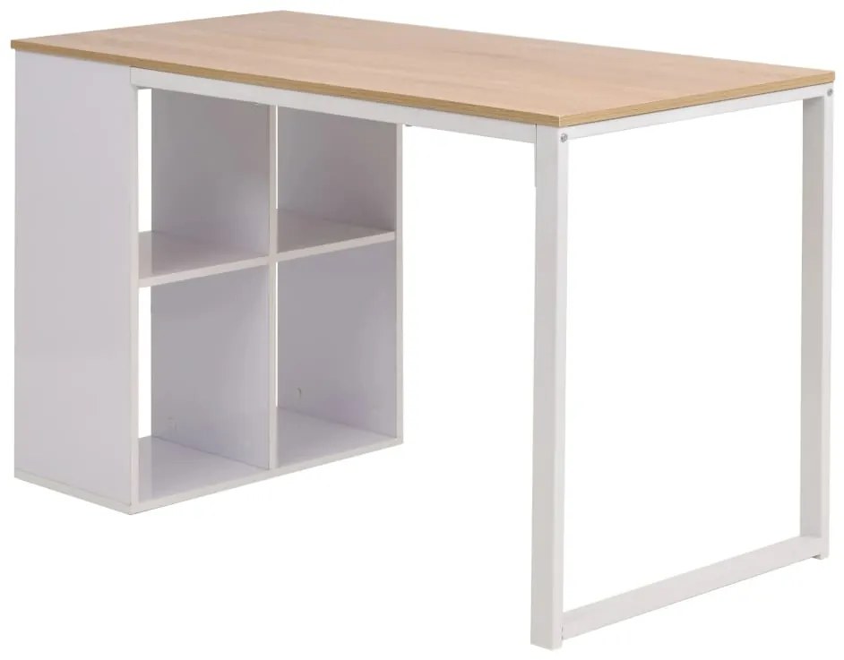Secretária 120x60x75 cm cor carvalho e branco