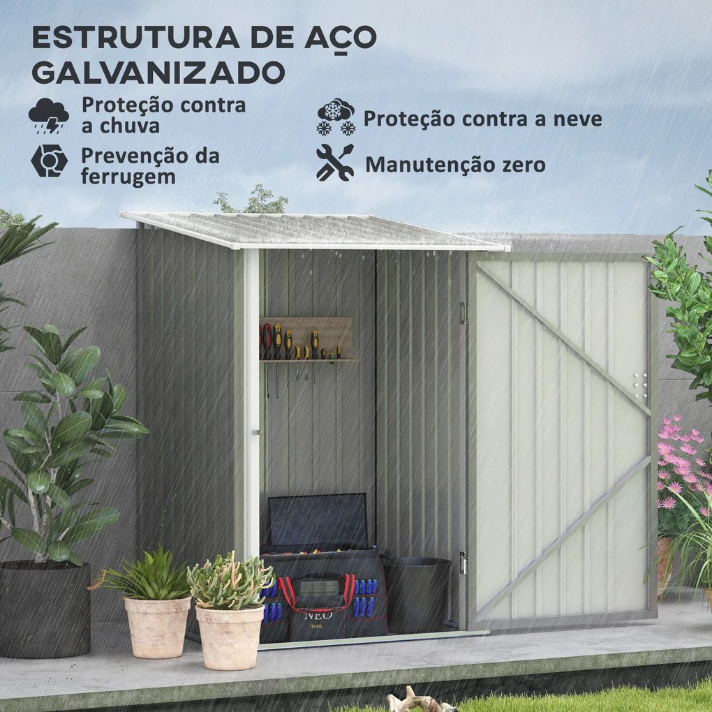 Abrigo de Jardim em Aço Galvanizado Modello Ceneri – 0,92 m², Porta co