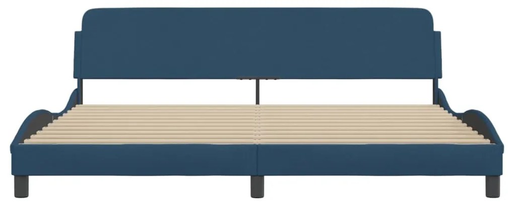 Estrutura de cama com cabeceira 200x200 cm tecido azul