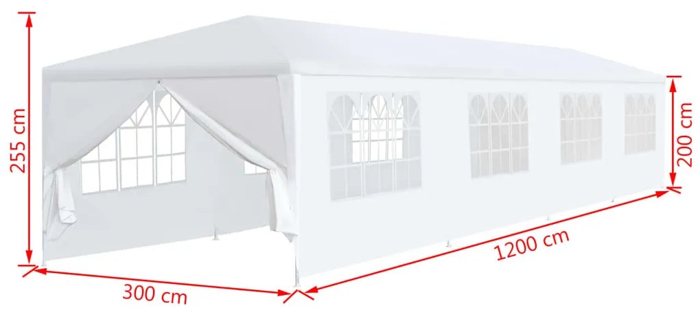 Tenda de jardim 3x12 m branco