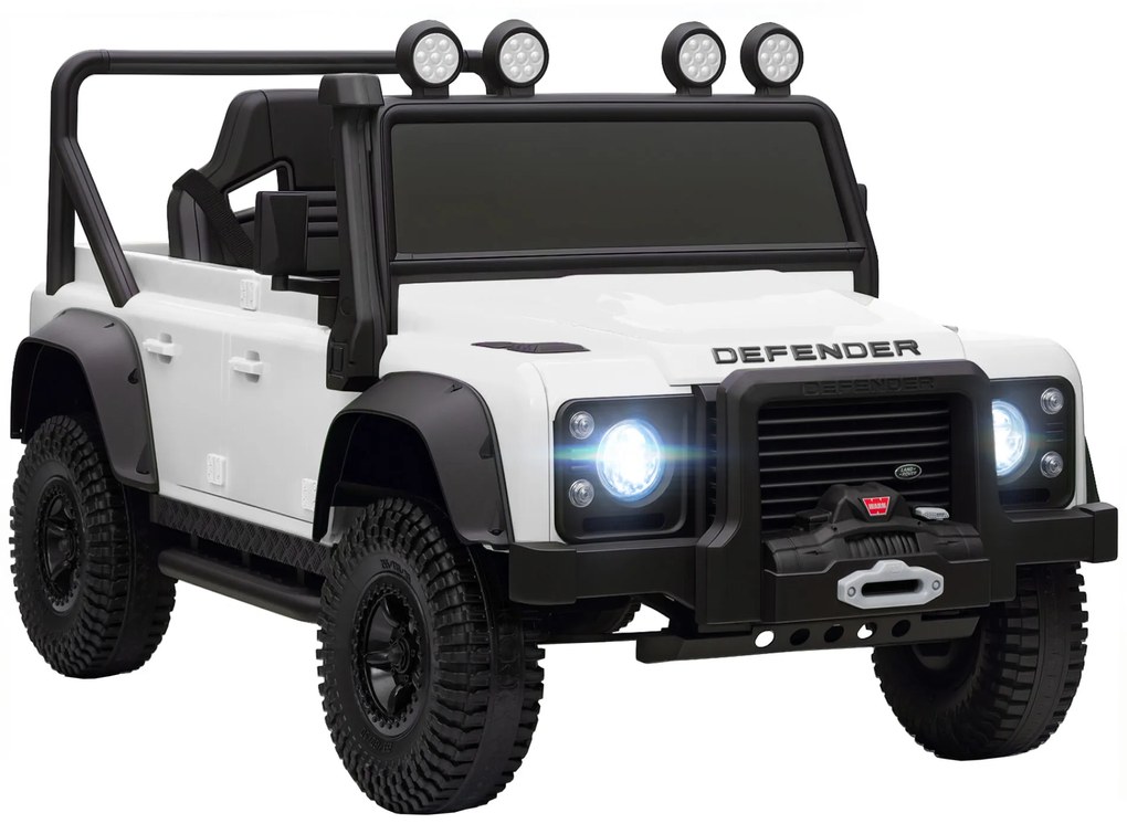 AIYAPLAY Carro Elétrico para Crianças com Licença Land Rover 12V Carro a Bateria Infantil com Controlo Remoto Sistema de Suspensão USB MP3 Velocidade Ajustável Faróis 115x61x61 cm Branco