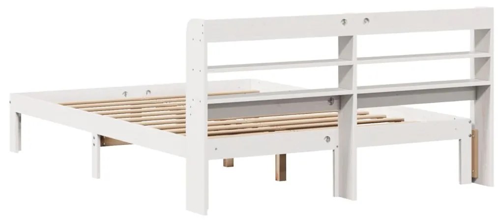 Estrutura cama c/ cabeceira 140x190 cm pinho maciço branco