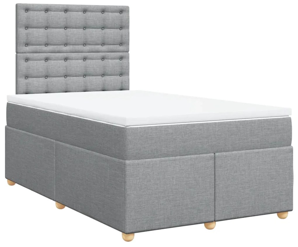 vidaXL Cama boxspring com colchão 120x190 cm tecido cinzento-claro