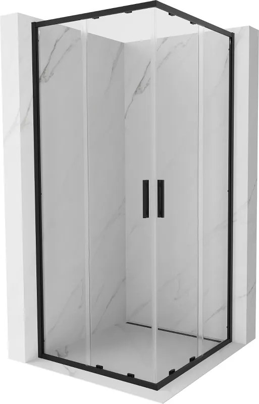 Mexen Exo-S Duo cabine de duche quadrada deslizante 90 x 90 cm, transparente, preta - 8111-090-090-70-00