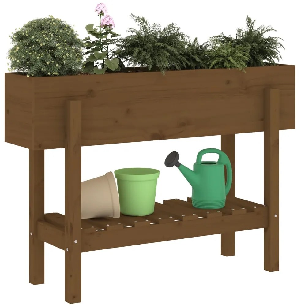 Canteiro elevado jardim 101x30x69 cm pinho maciço castanho-mel