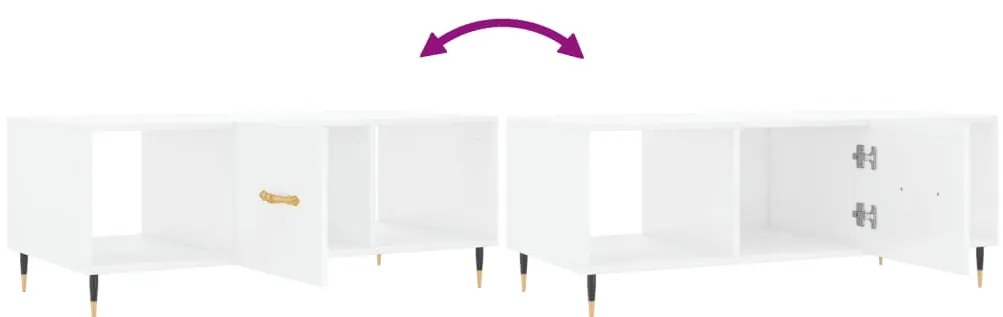 Mesa de centro 102x50x40 cm madeira processada branco brilhante