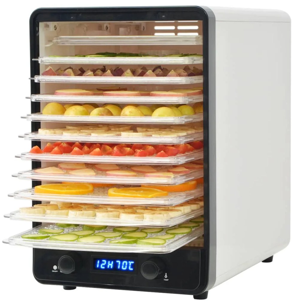 Desidratador de alimentos com 10 bandejas, 550W, branco