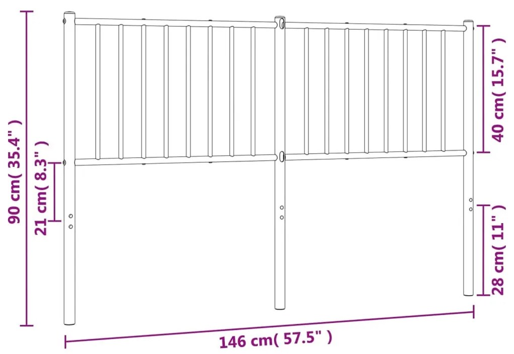 Cabeceira de cama 140 cm metal branco