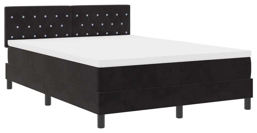 Cama Box Spring vidaXL com Colchão Preto 140x200 cm Veludo
