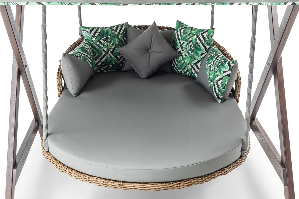 Baloiço de Jardim Duplo Dominic – Estrutura em Madeira de Pinho, Tecid