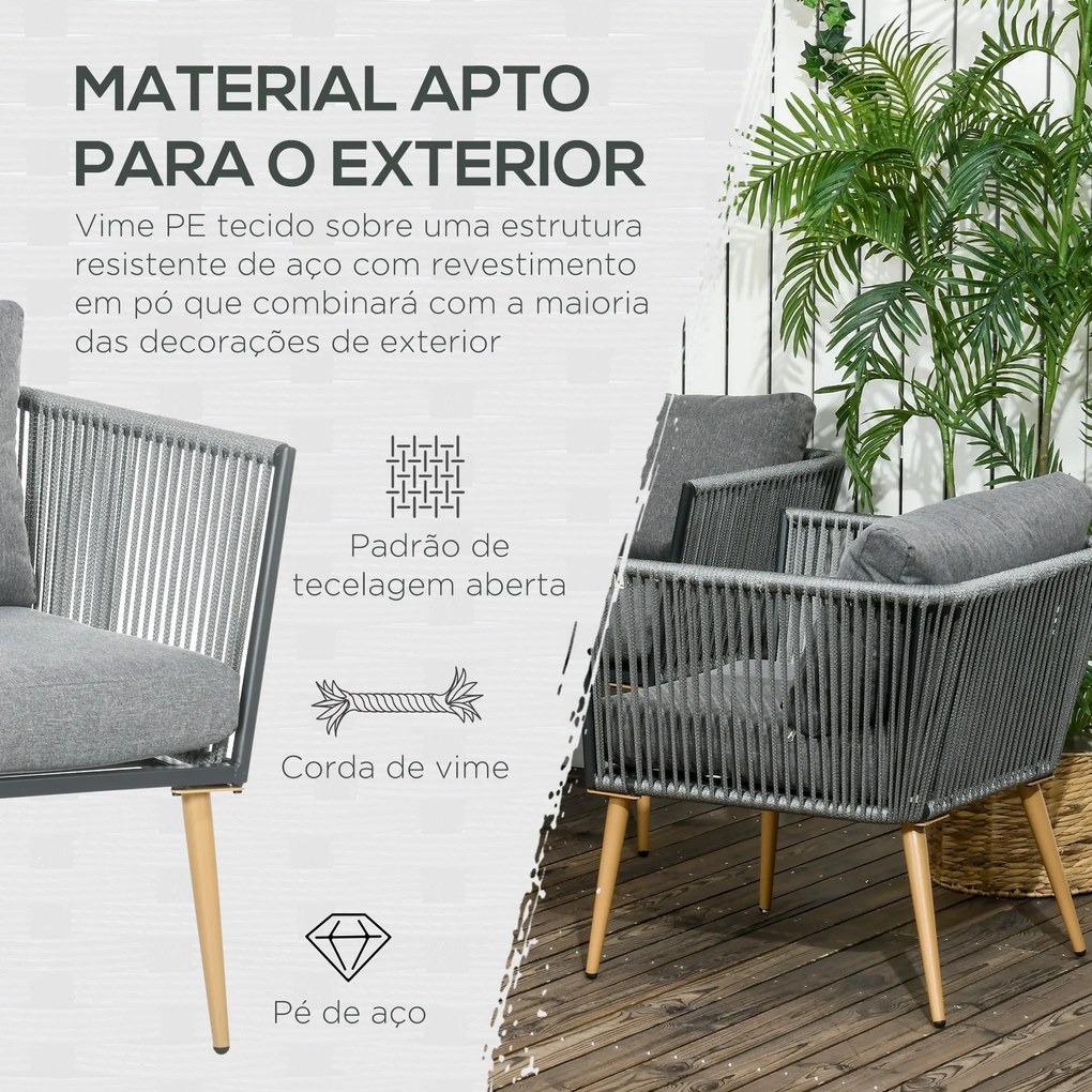 Outsunny Conjunto de Móveis de Jardim de Vime 4 Peças Conjunto de Jard