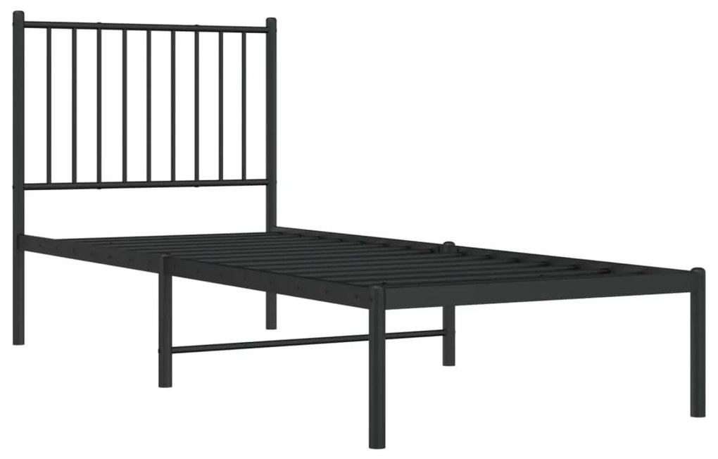 Estrutura de cama com cabeceira 80x200 cm metal preto