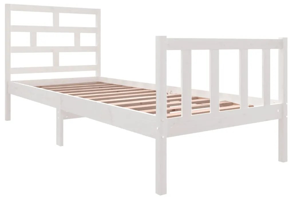 Estrutura de cama pequena solteiro 75x190cm pinho maciço branco