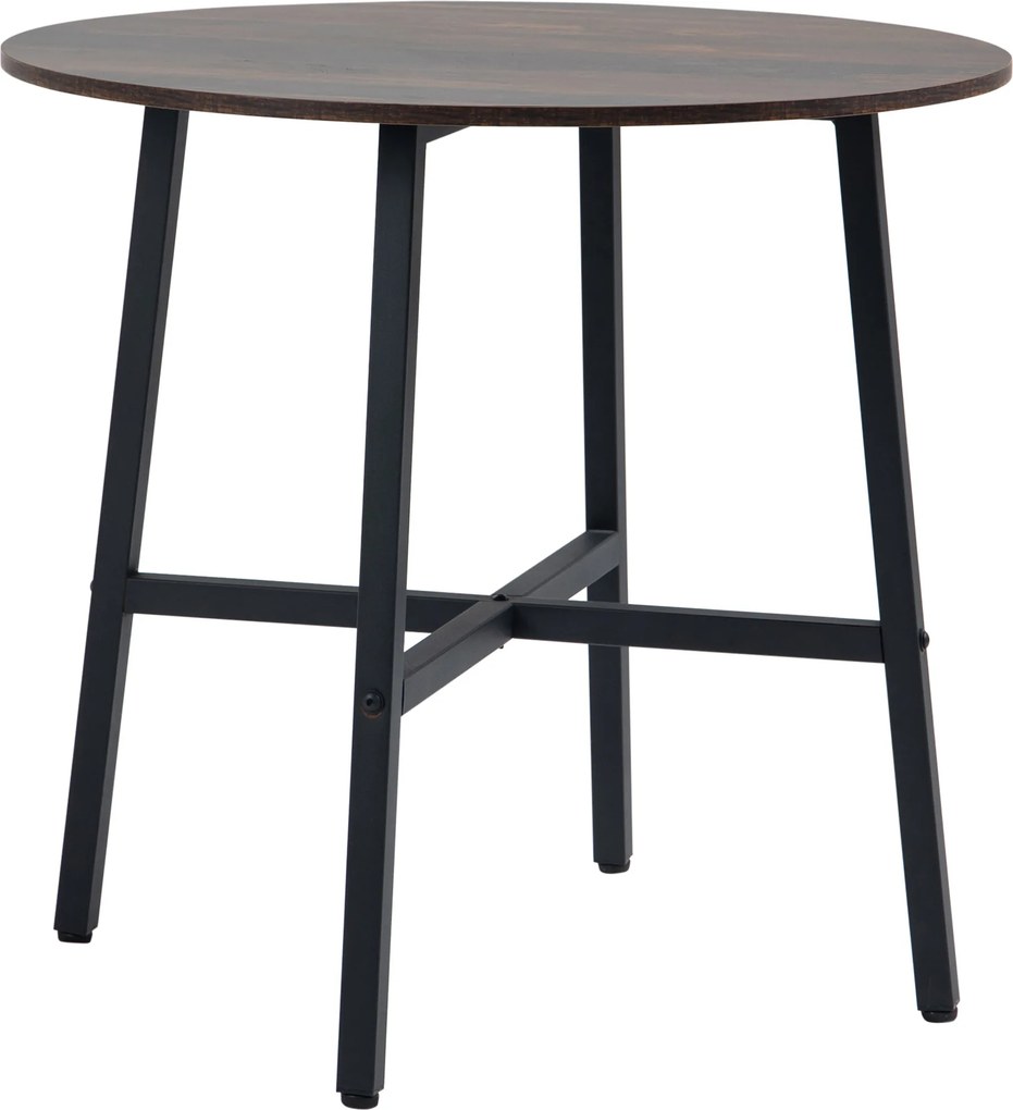 HOMCOM Mesa de Sala de Jantar Redonda para 4 Pessoas Mesa de Cozinha Moderna com Pés de Aço Ø80x76 cm Marrom e Preto | Aosom Portugal
