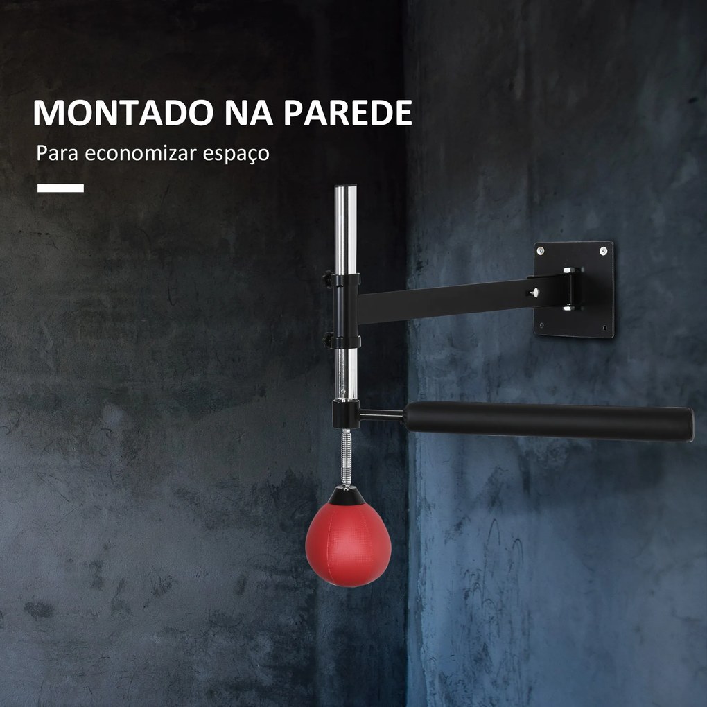 HOMCOM Punching Ball de Boxe Montado na Parede Altura Ajustável com Ba