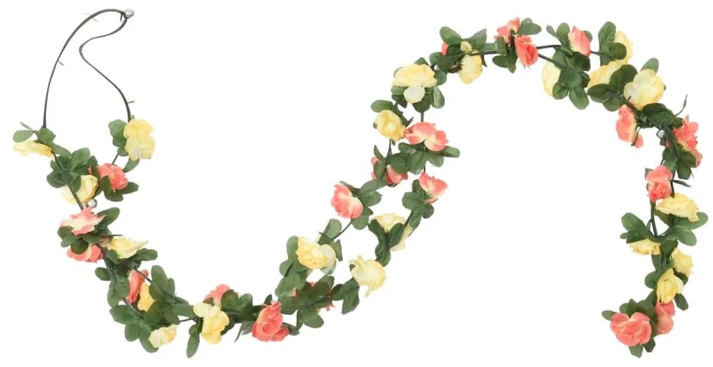 Grinaldas de flores de Natal 6 pcs 250 cm vermelho pôr-do-sol