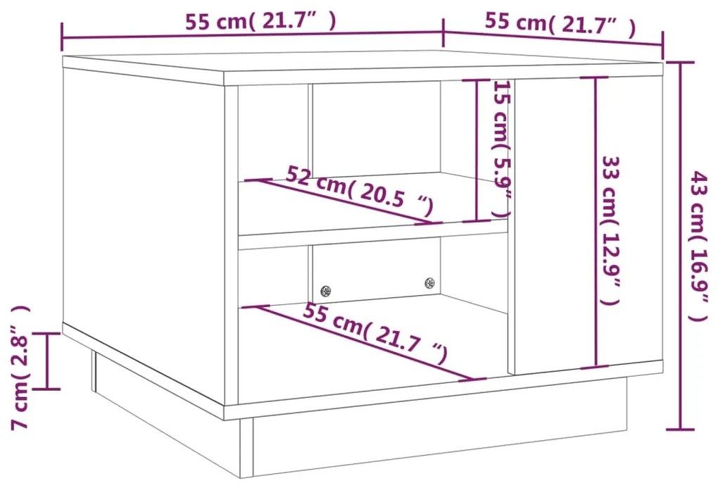 Mesa de centro 55x55x43 cm derivados de madeira cinza cimento