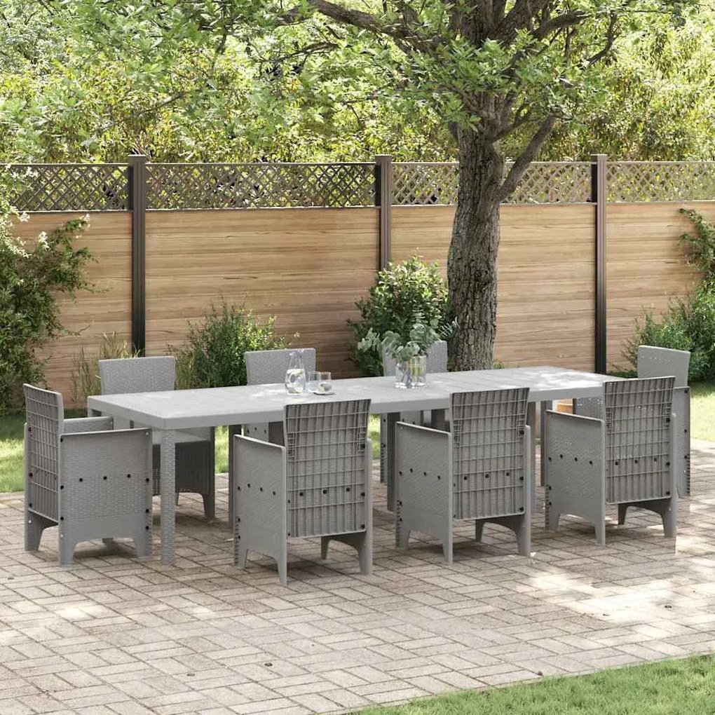 Mesa de Jardim Cinzento-Claro 300x100x73 cm Poli Rattan