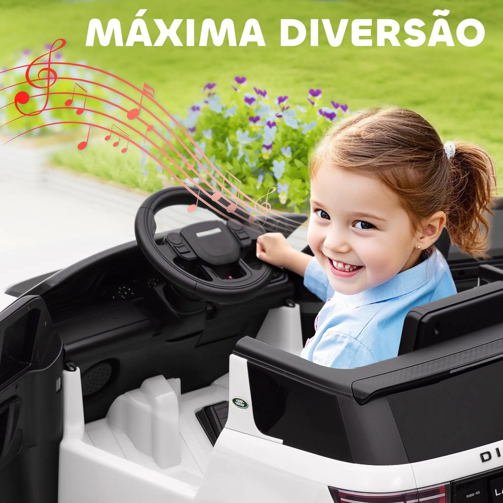 Carro Elétrico para Crianças acima de 3 Anos com Licença Land Rover Discovery Sport Carro Elétrico Infantil com Bateria 12V Controlo Remoto Faróis Buz