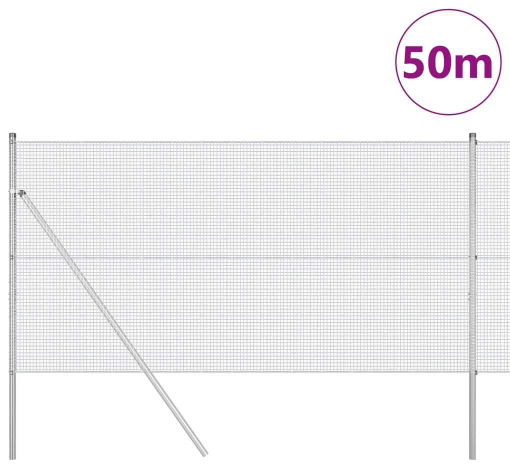 Cerca de Fio Soldado com 13 Postes 1.4x50 m Aço Galvanizado
