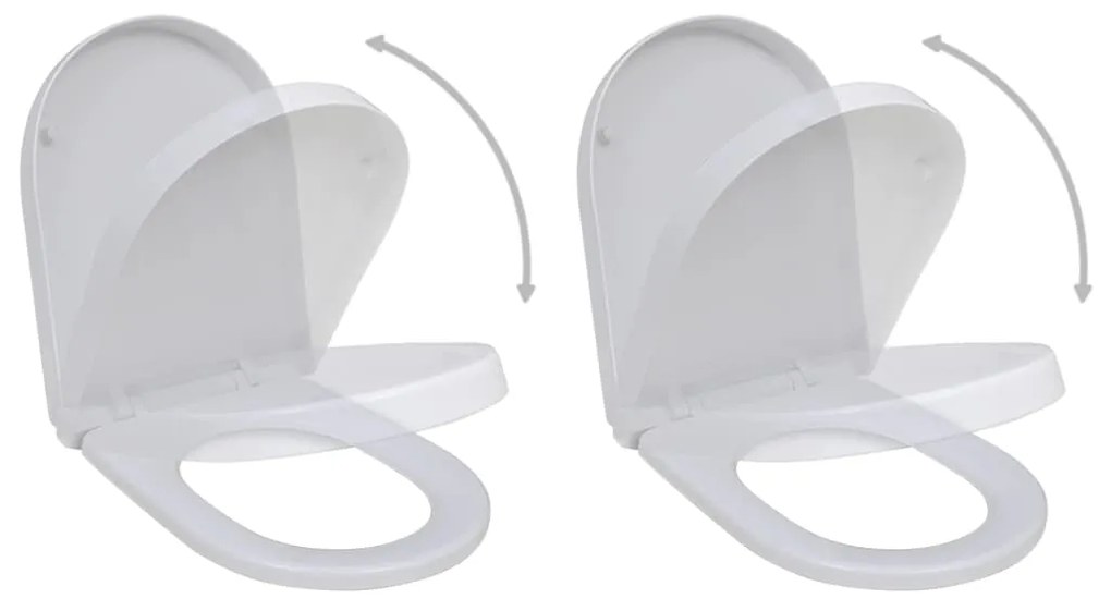 275928 vidaXL Tampos sanita com tampas de fecho suave 2 pcs plástico branco