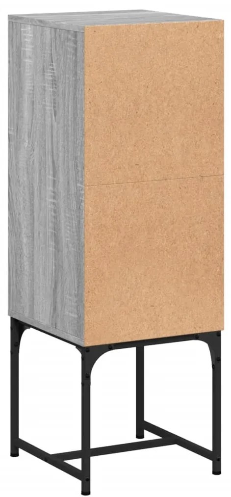 Armário de apoio c/ porta de vidro 35x37x100 cm cinza sonoma