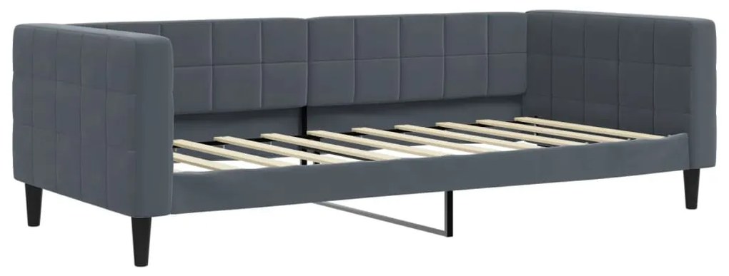 Sofá-cama c/ gavetão e gavetas 90x190 cm veludo cinzento-escuro