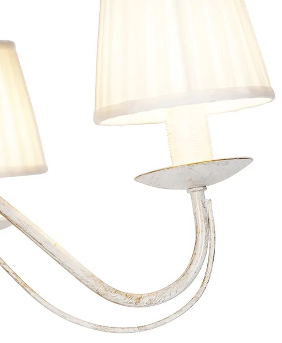 Candeeiro de teto branco com abajures plissados creme 5 luzes - Giuseppe Clássico / Antigo