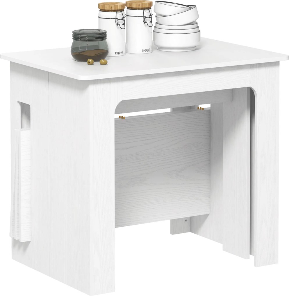 Mesa de jantar dobrável, mesa dobrável de cozinha extensível para até 6 pessoas, para espaços pequenos, sala de jantar, branca