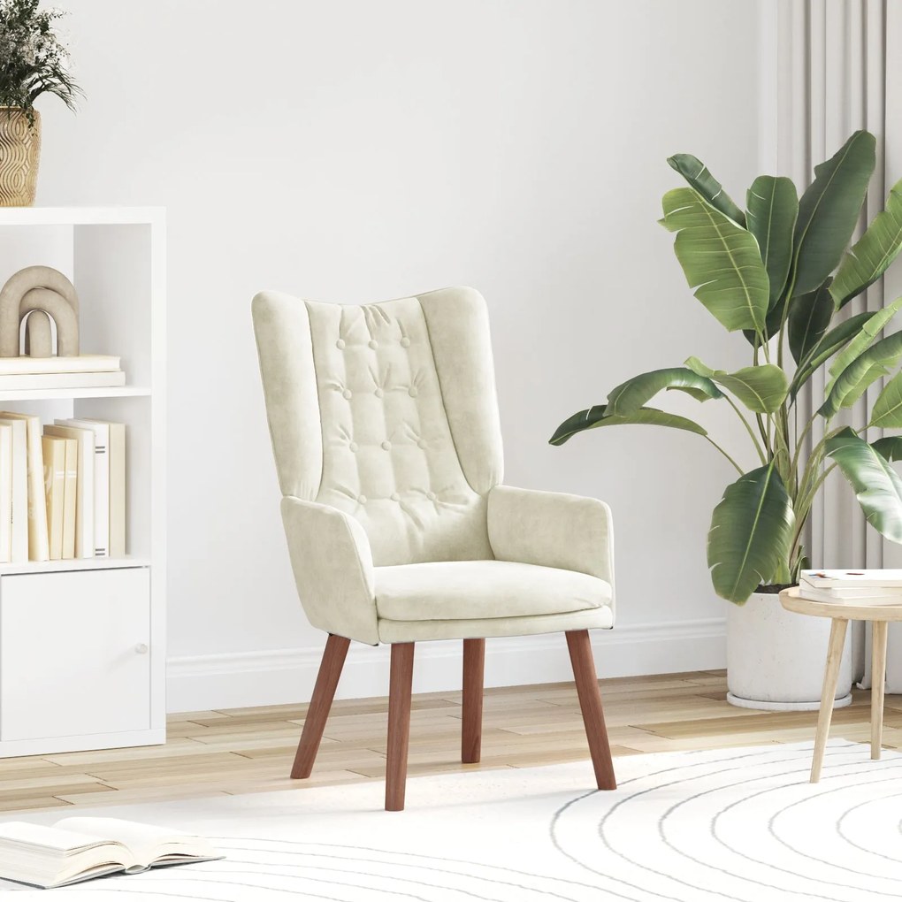 Poltrona Relaxante em Veludo Creme