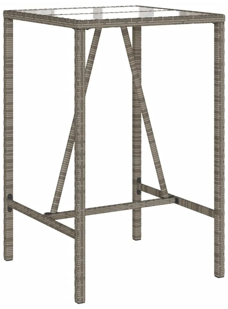 Mesa de bar para exterior 70x70x110 cm vime PE cinzento