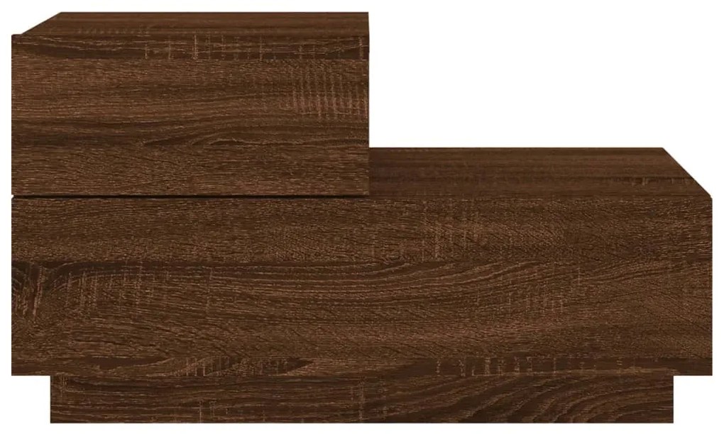 Mesa de cabeceira com luzes LED 70x36x40,5 cm carvalho castanho