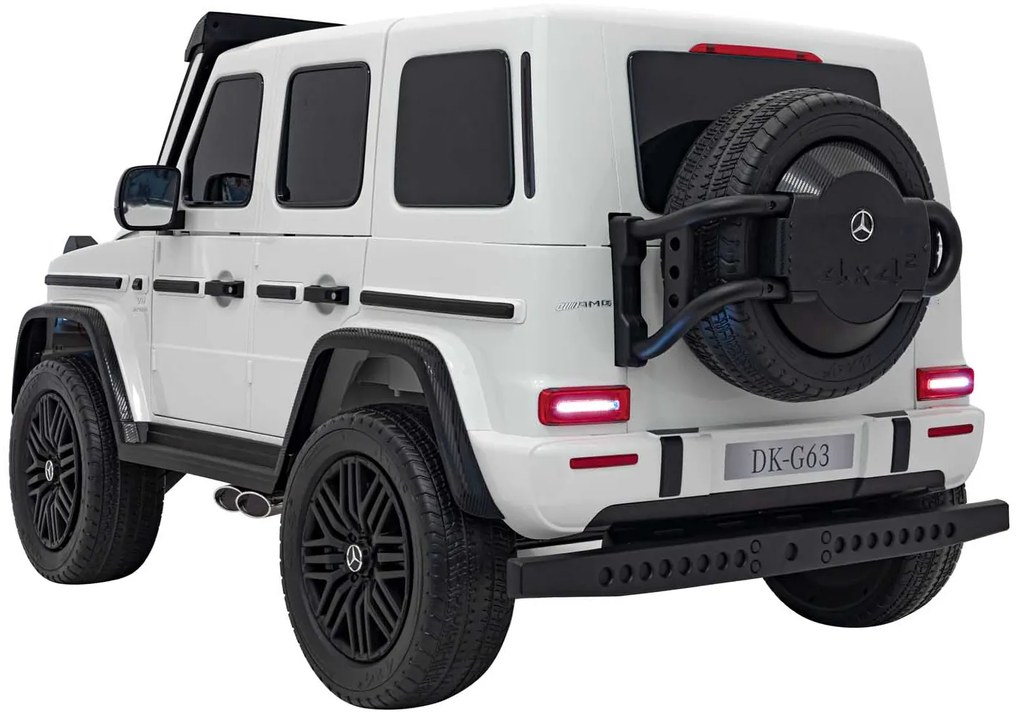 Carro elétrico para Crianças 24V 4x4 200W Mercedes Benz G63 AMG XXL Rodas de EVA, Assento de couro Branco