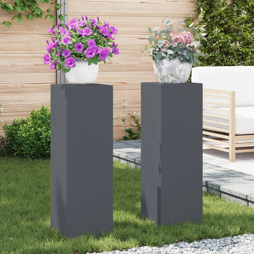 vidaXL Suportes para Plantas Externos Pilar 2 pcs Antracite 24x24x75 cm Aço